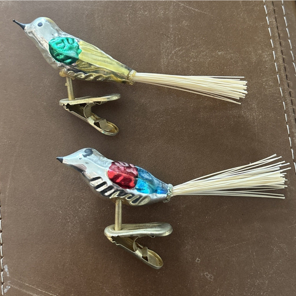 Unbranded Other - Vintage Mercury Glass Bird Clip On Ornament Set Of 2